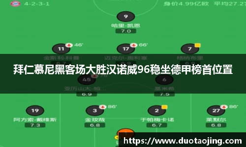 拜仁慕尼黑客场大胜汉诺威96稳坐德甲榜首位置
